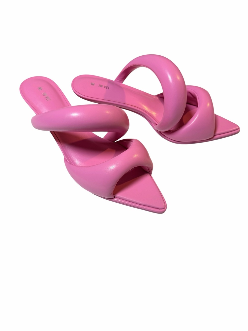 JW PEI Pink Padded Two-Band Pointed Toe Mules